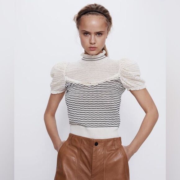 ZARA COMBINATION STRIPED SWEATER - Picture 2 of 5